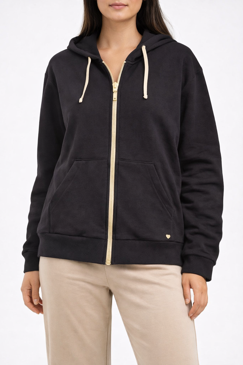 FELPA ZIP W OV-285 NERO