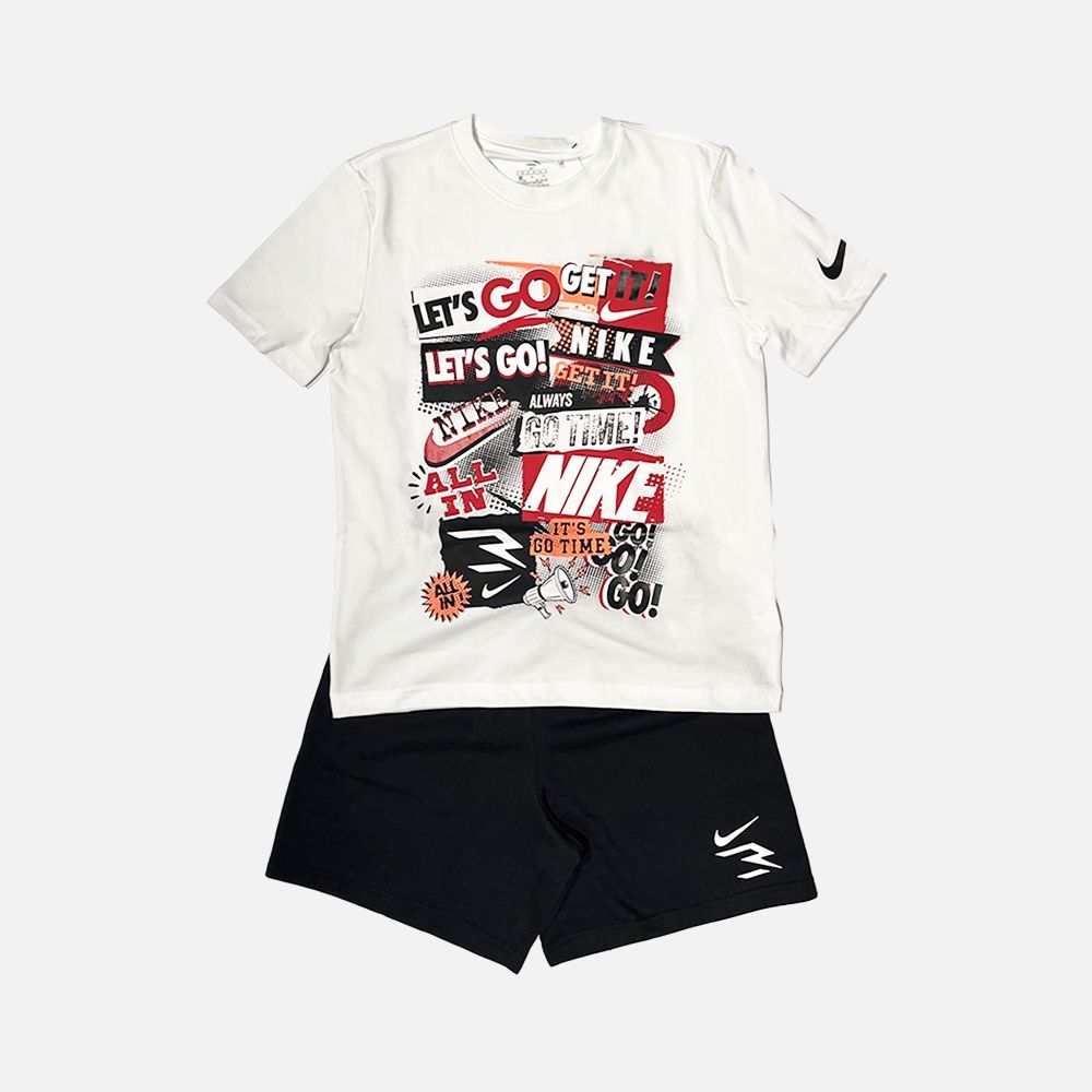 NIKE COLLAGE TEE TERRY SHORT SET 9Q1426-001