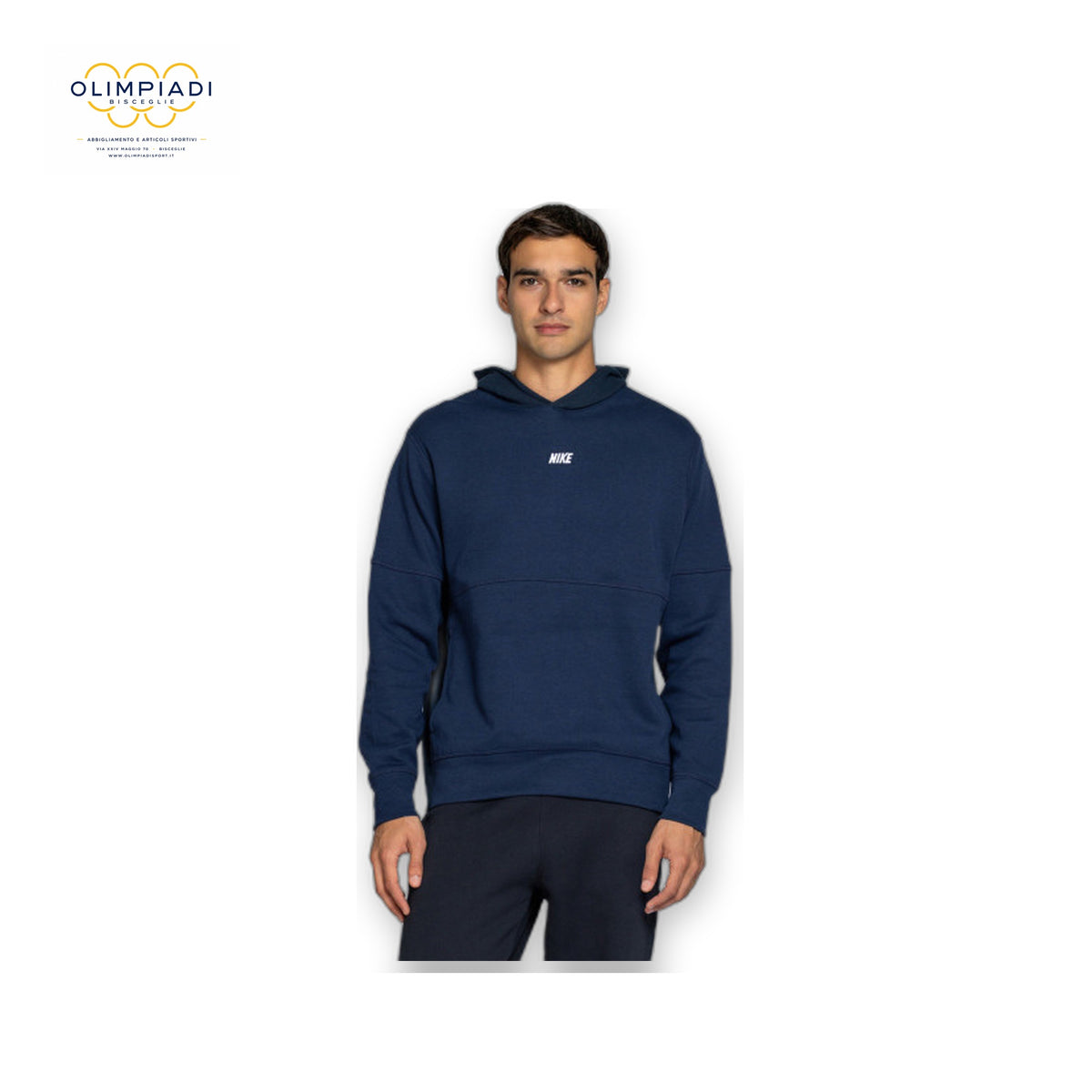 NIKE FELPA CAPPUCCIO CLUB VARSITY UOMO BLU IO1383-451