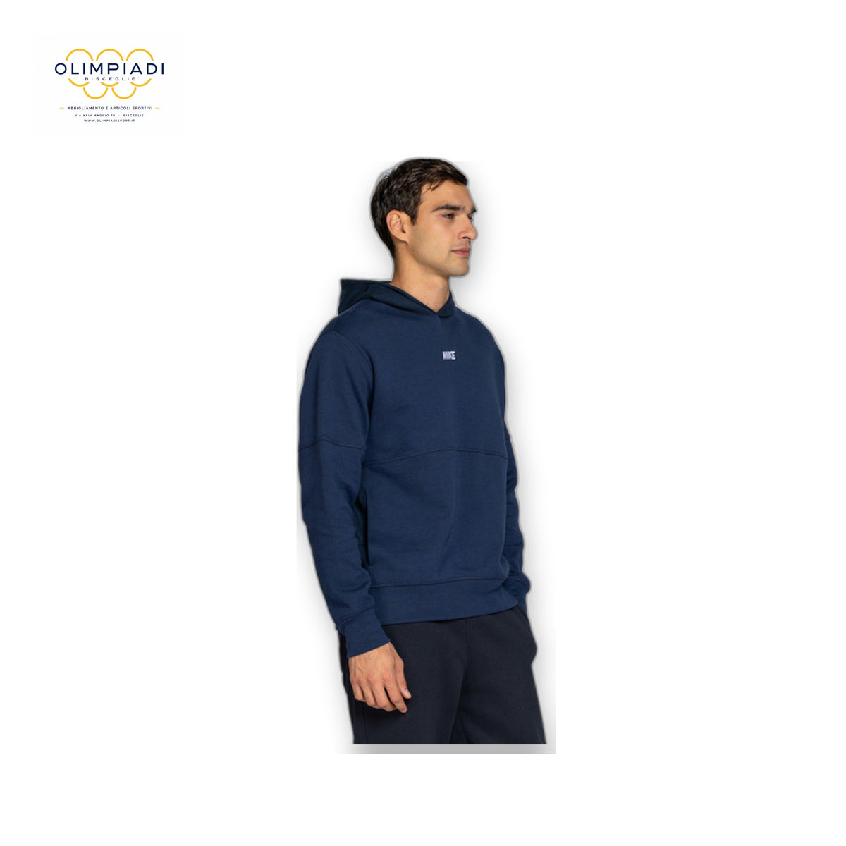 NIKE FELPA CAPPUCCIO CLUB VARSITY UOMO BLU IO1383-451