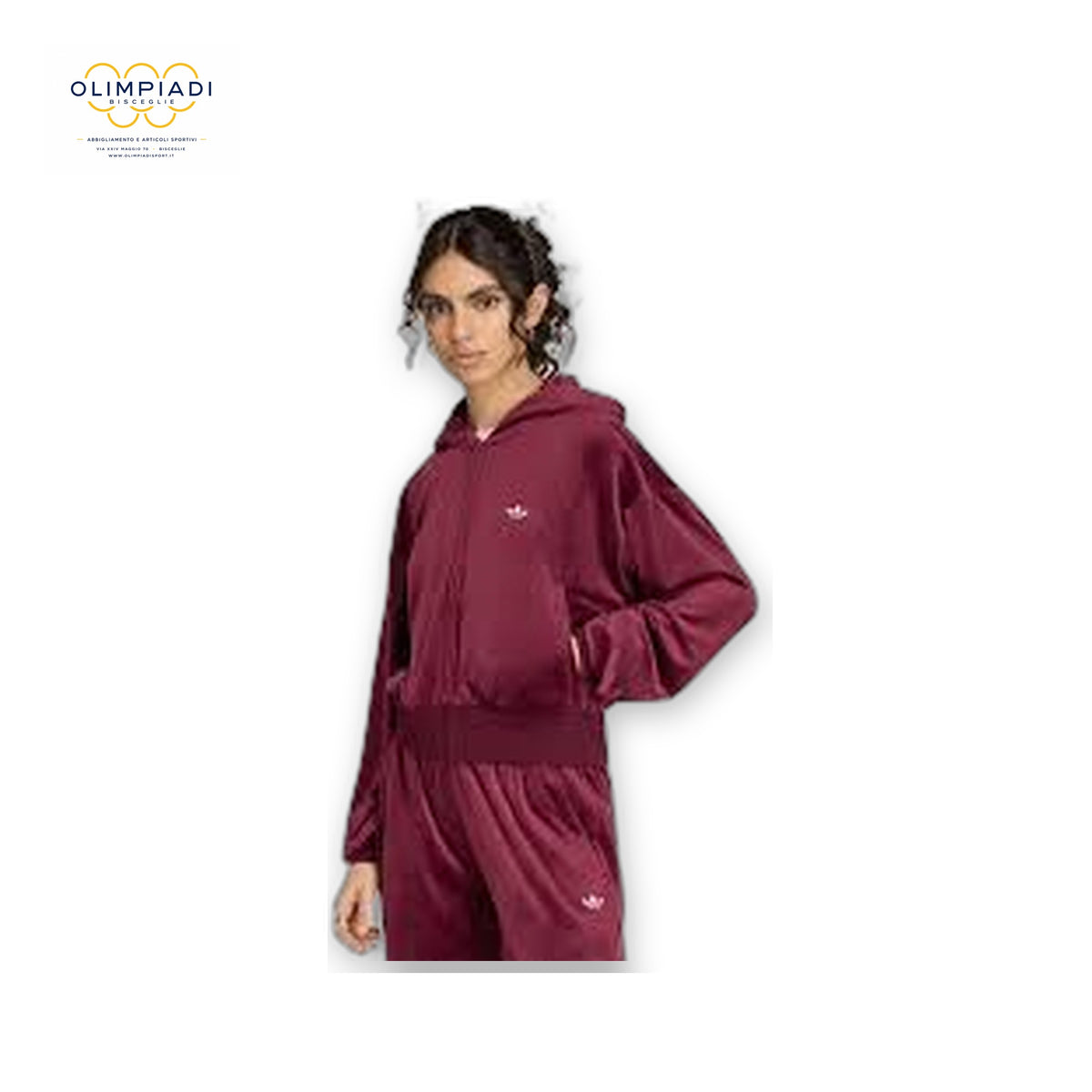 ADIDAS KQ9252 ESSENTIALS VELOUR TRACK TOP DONNA MAROON