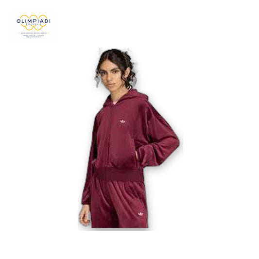 ADIDAS FELPA ZIP VELOUR ESSENTIALS DONNA BORDEAUX KQ9252