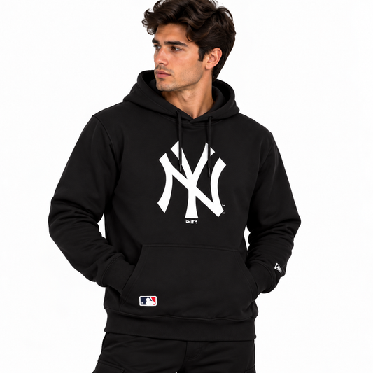 NEW ERA FELPA CAPPUCCIO MLB NERO/BIANCO 0416747-0001
