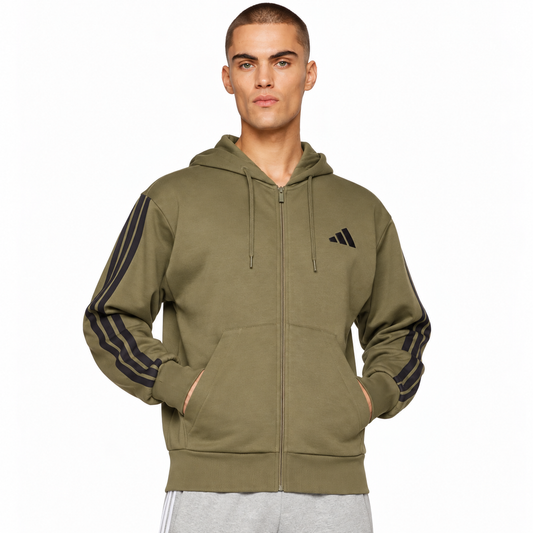 ADIDAS FELPA ZIP CAPPUCCIO UOMO VERDE OLIVA KY4142
